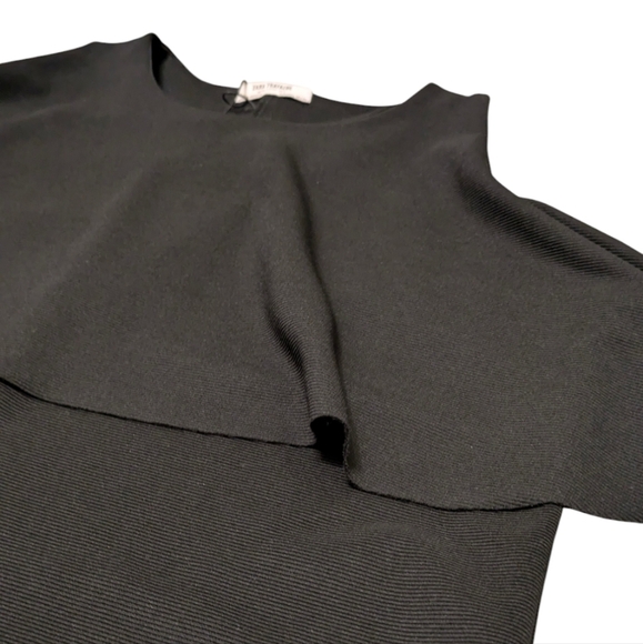 Zara Black Dress Cold Shoulder Ruffle - New - L - Elegant Modest & Chic Formal. - Picture 4 of 9
